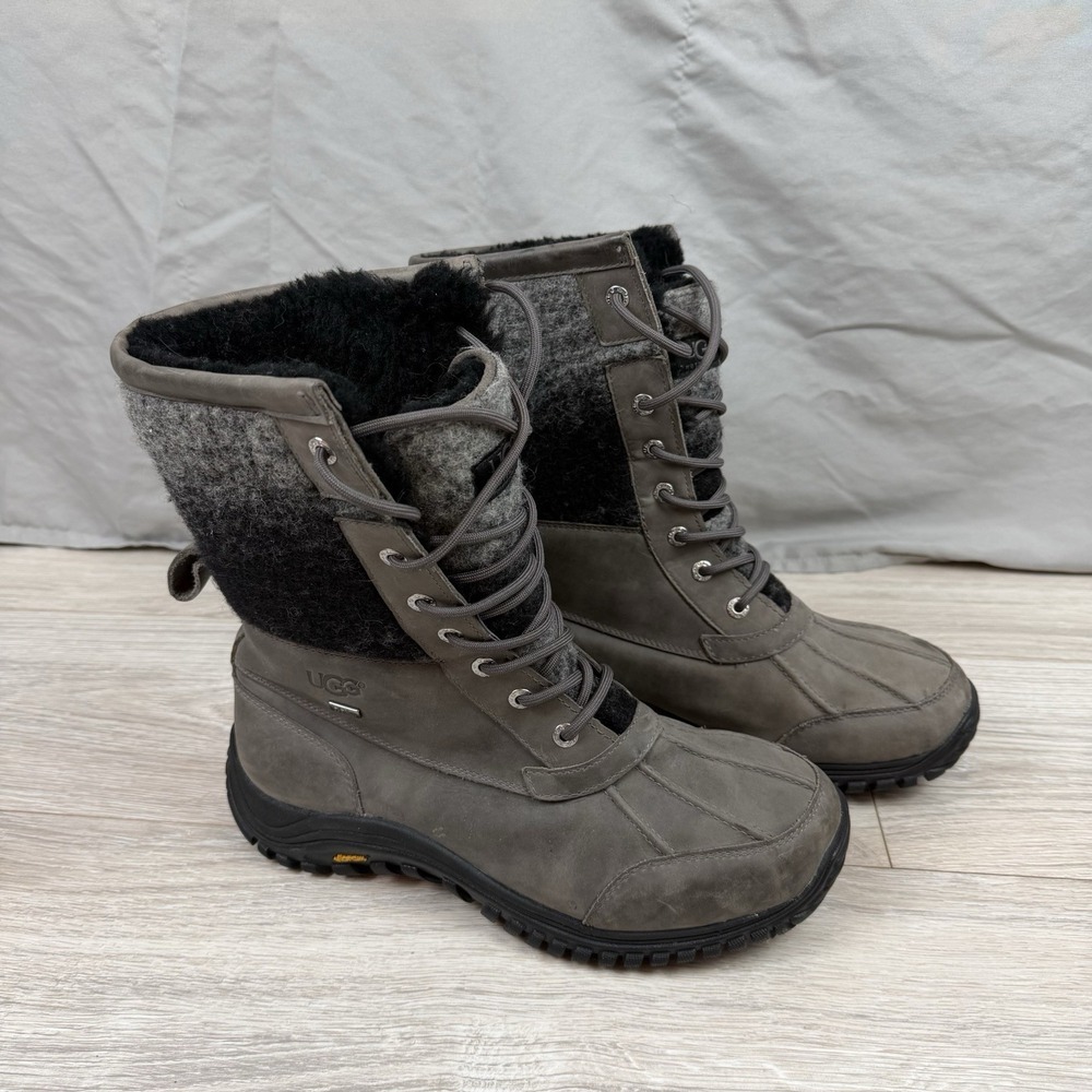 UGG Adirondack II Winter Boots Gray 1014387 Waterproof Sz 11 Wool Fur Lined